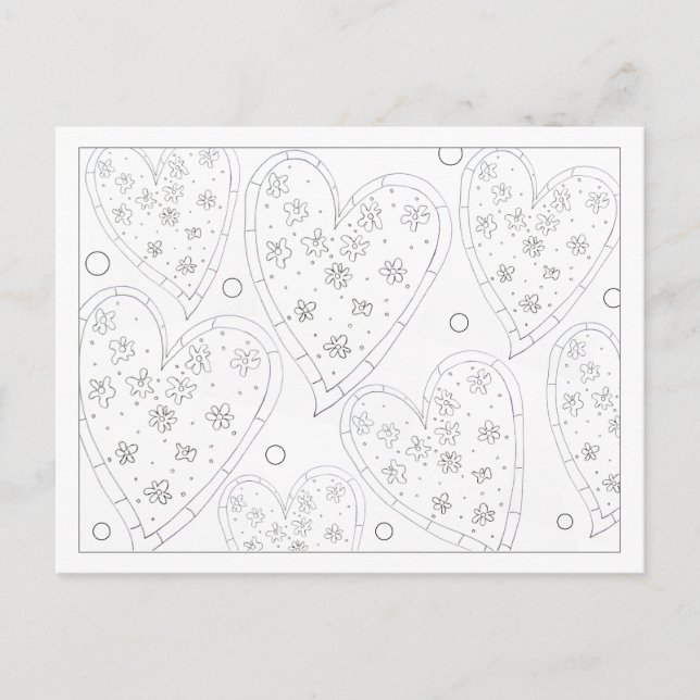 Color Me Flower Hearts Postcard (Front)