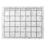 Color Me Funky Floral Blank Calendar Notepad