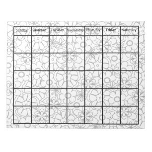 Color Me Funky Floral Blank Calendar Notepad