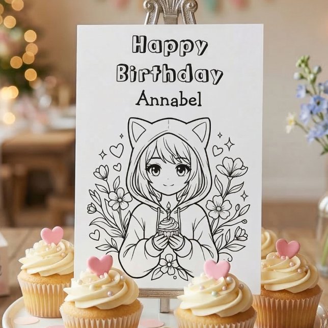 Color Me | Girl's Anime Birthday Card (Creator Uploaded)