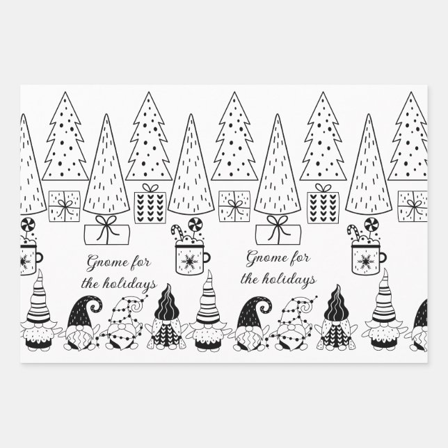 "Color Me!"  Gnome Christmas Wrapping Sheets (3) (Front)
