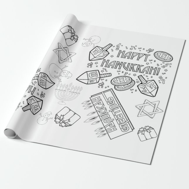 Color Me - Hanukkah Wrapping Paper  (Unrolled)