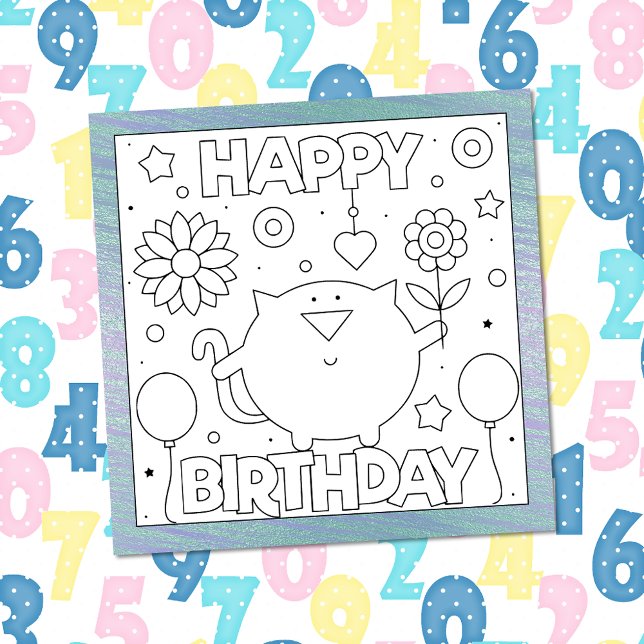 Color Me Happy Birthday Kitten | Activity Card (Creator Uploaded)
