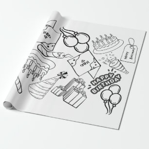 Color Me - Happy Birthday Wrapping Paper 
