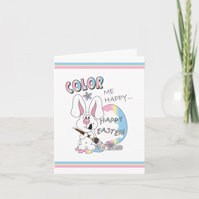 Color Me Happy Easter Bunny Holiday Card (Front)
