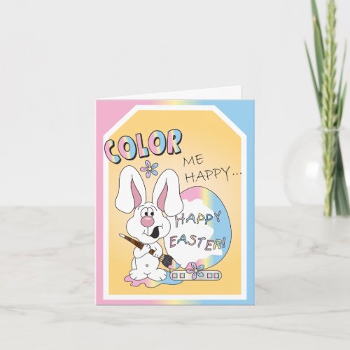 Color Me Happy Easter Bunny Holiday Card