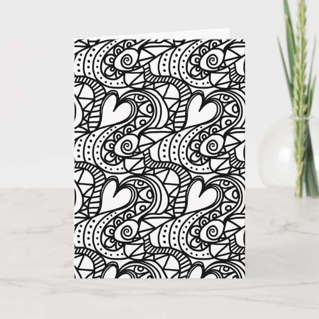 color me heart doodle greeting card (Front)