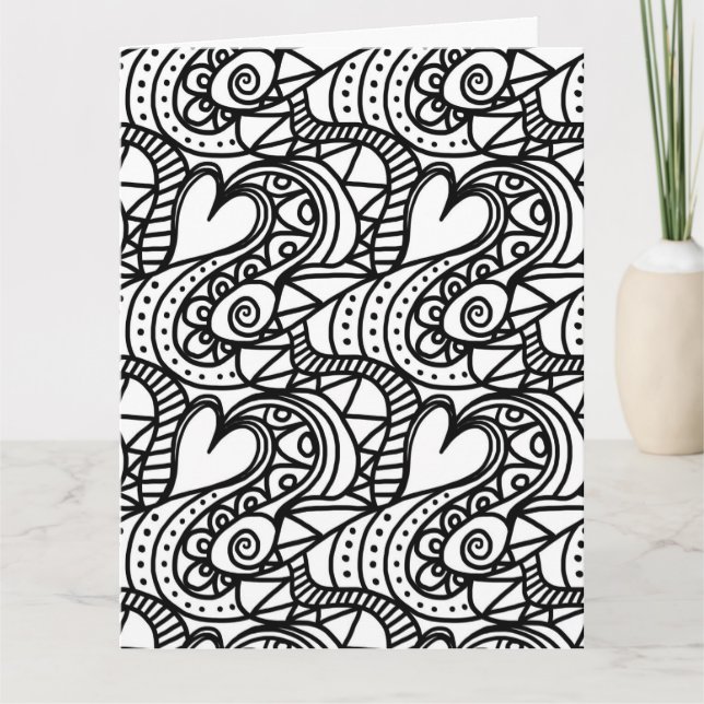 color me heart doodle greeting card (Front)