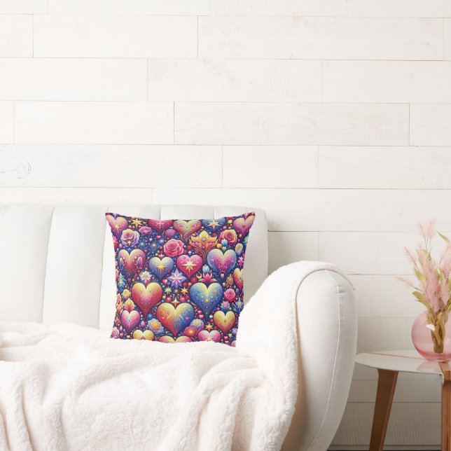 Color Me Heart Floral Accent Throw Pillow (Couch)