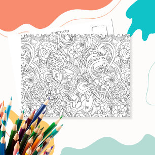 Color Me In B4 Giving Camellia•Custom Postcard