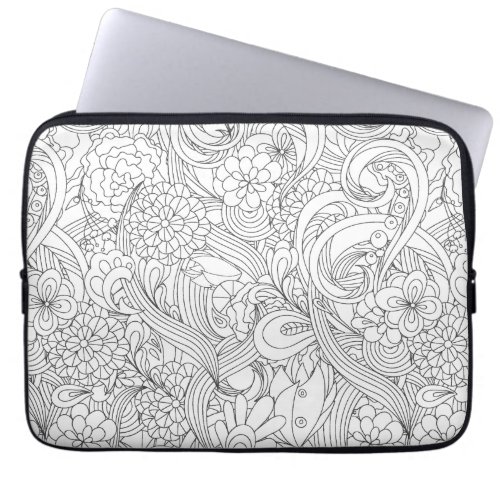 Color Me In Camellia Flower Pattern Laptop Sleeve