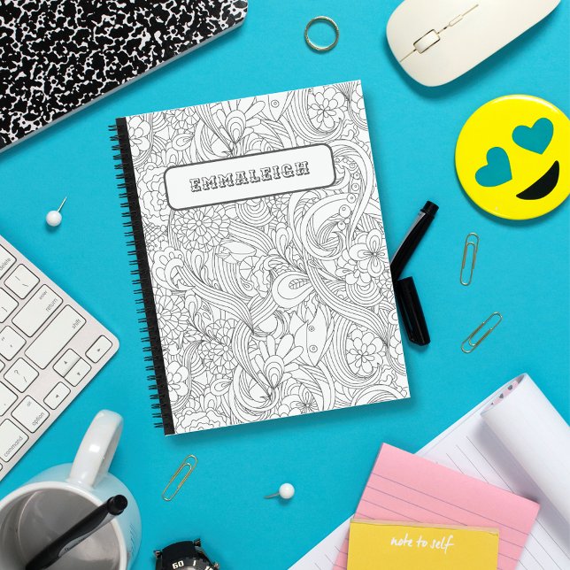 Color Me In Camellia Flower Pattern Notebook (Creator Uploaded)