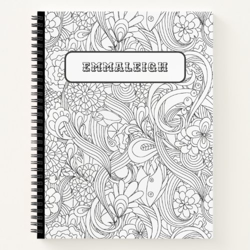 Color Me In Camellia Flower Pattern Notebook