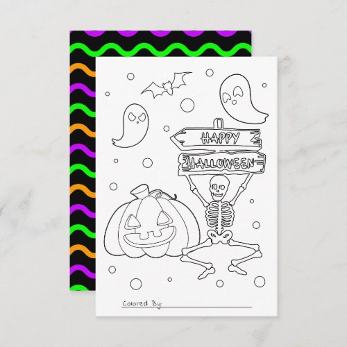 Color Me Kids Halloween Coloring Activity Card