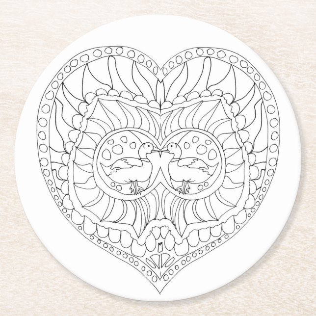 color me love birds coaster (Front)