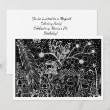 Color-Me Magical Garden Birthday Invitation