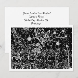 Color-Me Magical Garden Birthday Invitation