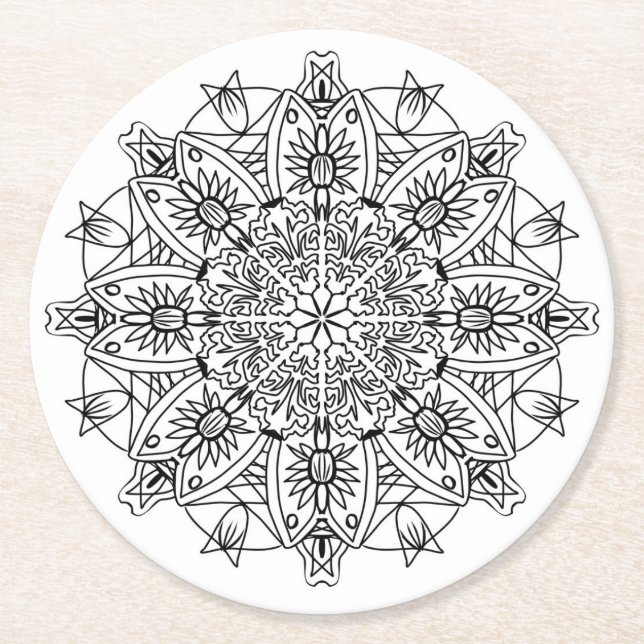 color me mandala flower coaster (Front)