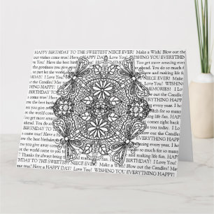 Color Me Niece's Birthday Dragonflies Mandala Ca Card