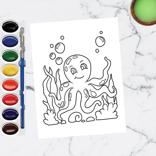 Color Me Octopus  Kids Activity Cards