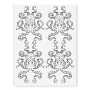 Color Me Octopus Nautical Zen Doodle Illustration Temporary Tattoos