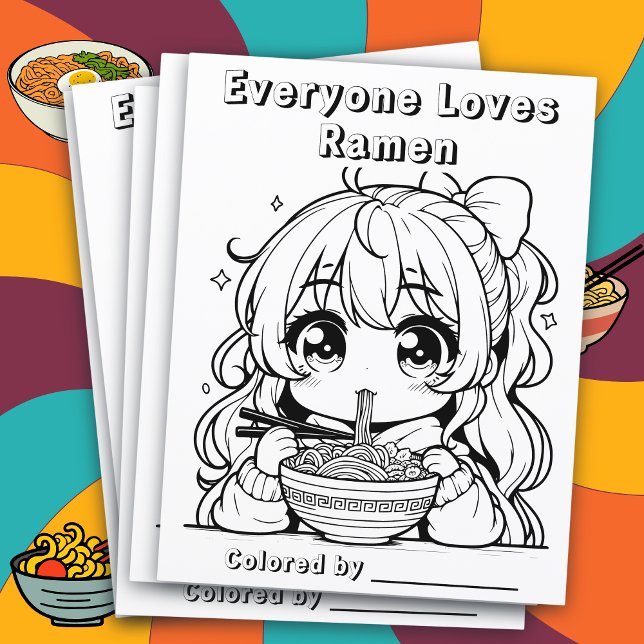 Color Me Page | Anime Girl Eating Ramen (Creator Uploaded)