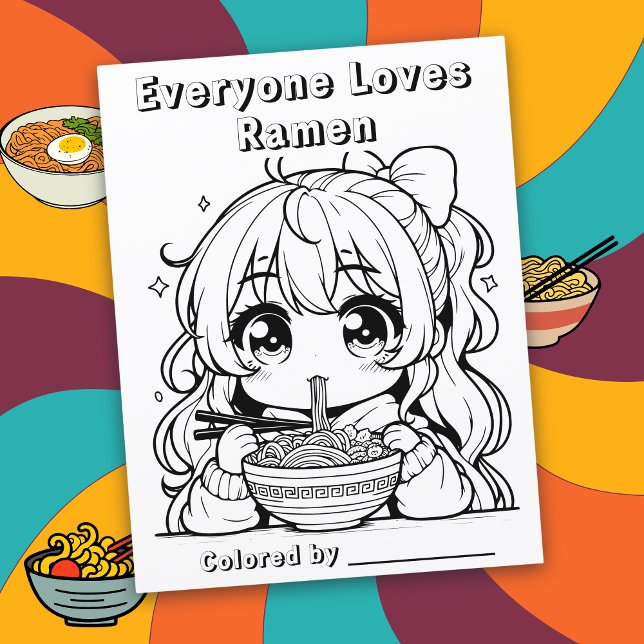 Color Me Page | Anime Girl Eating Ramen (Creator Uploaded)
