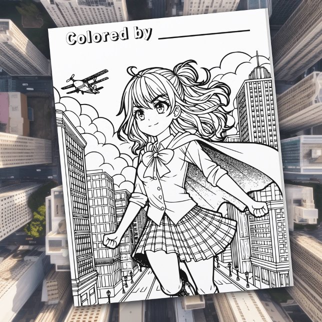 Color Me Page | Anime Superhero Girl (Creator Uploaded)