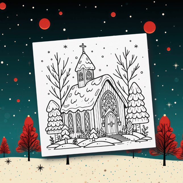 Color Me Page | Christmas Church Holiday Card (Creator Uploaded)