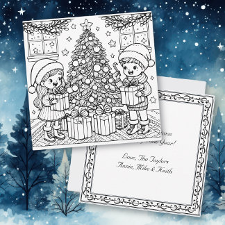 Color Me Page | Christmas Morning Card
