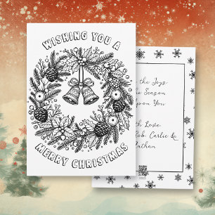 Color Me Page Christmas Wreath Holiday Card