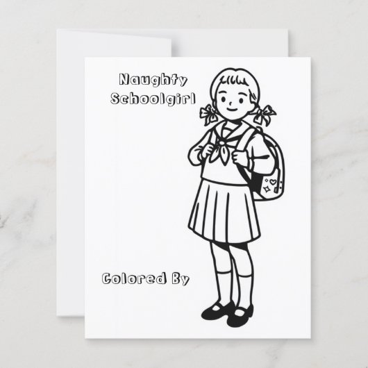 Color Me Page for Kids | Anime Naughty Schoolgirl (Front)