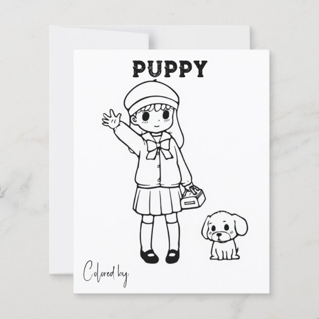Color Me Page for Kids | Anime puppy personalise (Front)