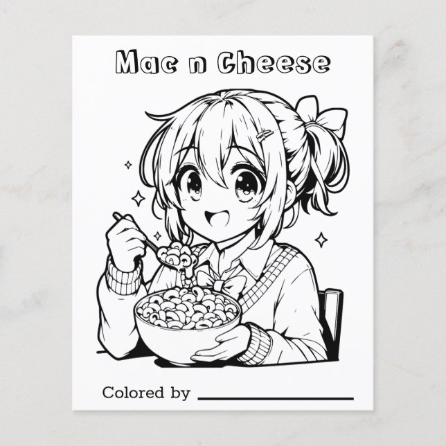 Color Me Page for Kids | Mac n Cheese (Front)