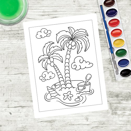 Color Me Palm Trees at Beach  Activity Cards