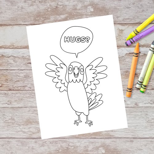 Color Me Parrot Says Hugs  Activity Cards