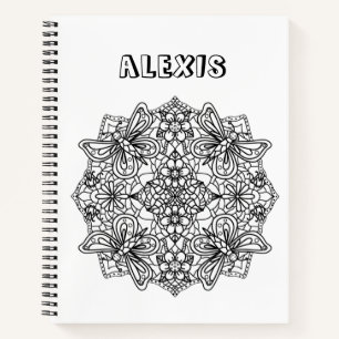 Color Me, Personalized Butterfly Mandala Notebook