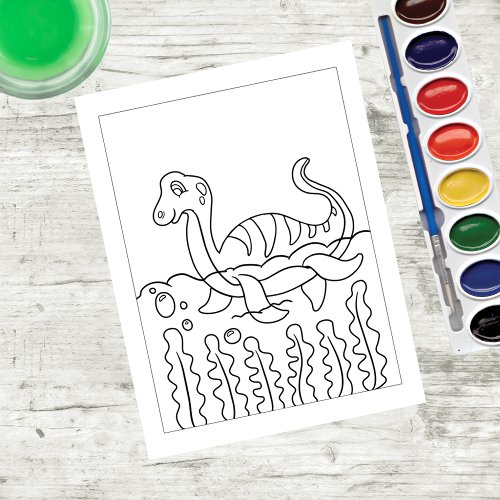 Color Me Plesiosaur Dinosaur  Kids Activity Cards