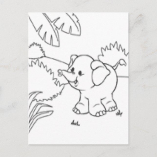 Color Me Post Card - Elephant (Front)
