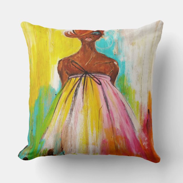 Color Me Pretty Throw Pillow (Front)