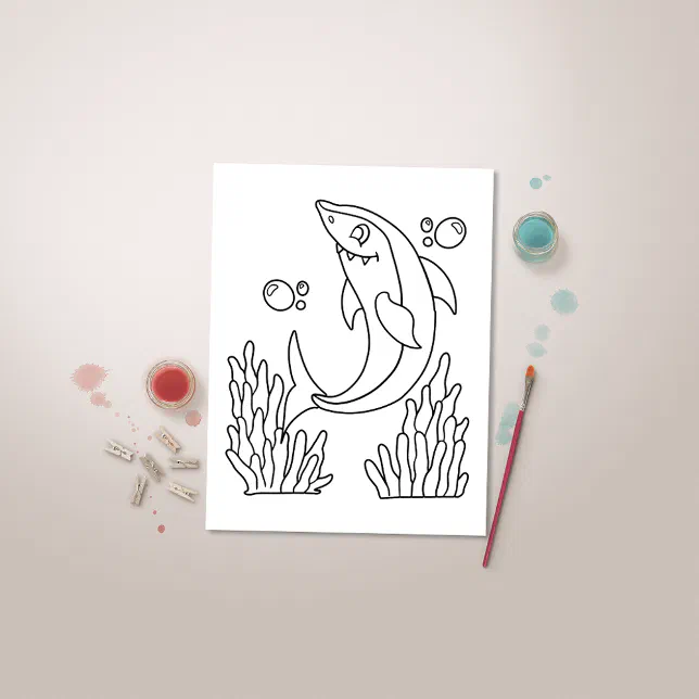 Color Me Shark | Kids Activity Cards | Zazzle
