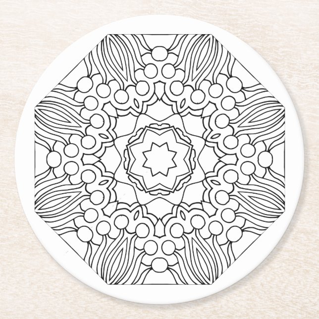color me stars and flowers coaster (Front)