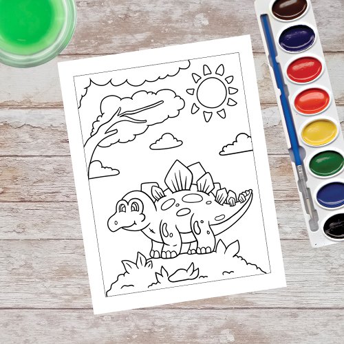 Color Me Stegosaurus Dinosaur  Activity Cards