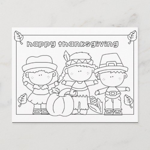 Color me Thanksgiving postcard