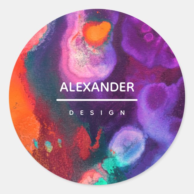 Color Meditation | Orange & Purple Classic Round Sticker (Front)