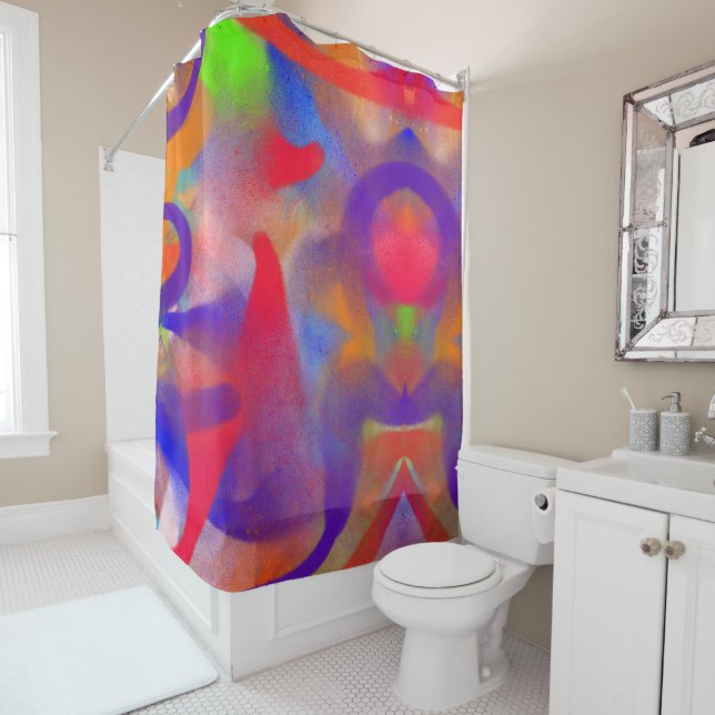 Color Memory Raspberry Red Shower Curtain (In Situ)