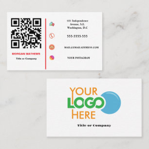 Color Minimalist Professional Company Logo QR Cod  Business Card