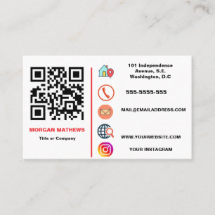 Color Minimalist Professional Company Logo QR Cod Business Card