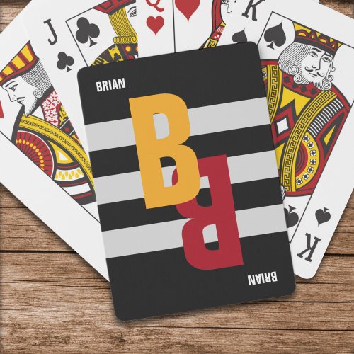 Color monogram  initial  name on striped playing cards