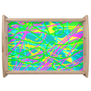 Color My Dreams Scribble Pattern Artsy Expressive Serving Tray